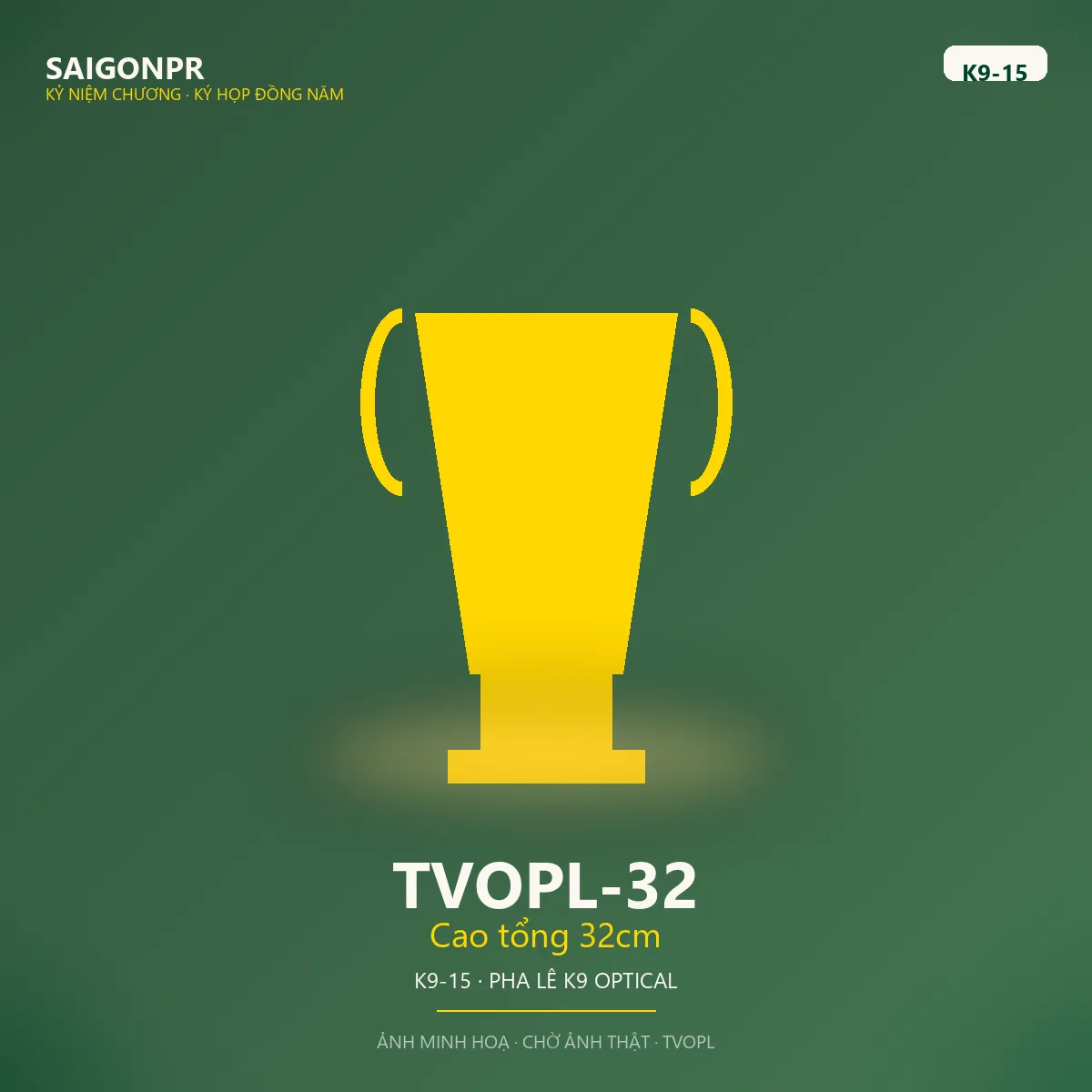TVOPL-32 Cao tổng 32cm K9-15 — Pha lê K9 15ly
